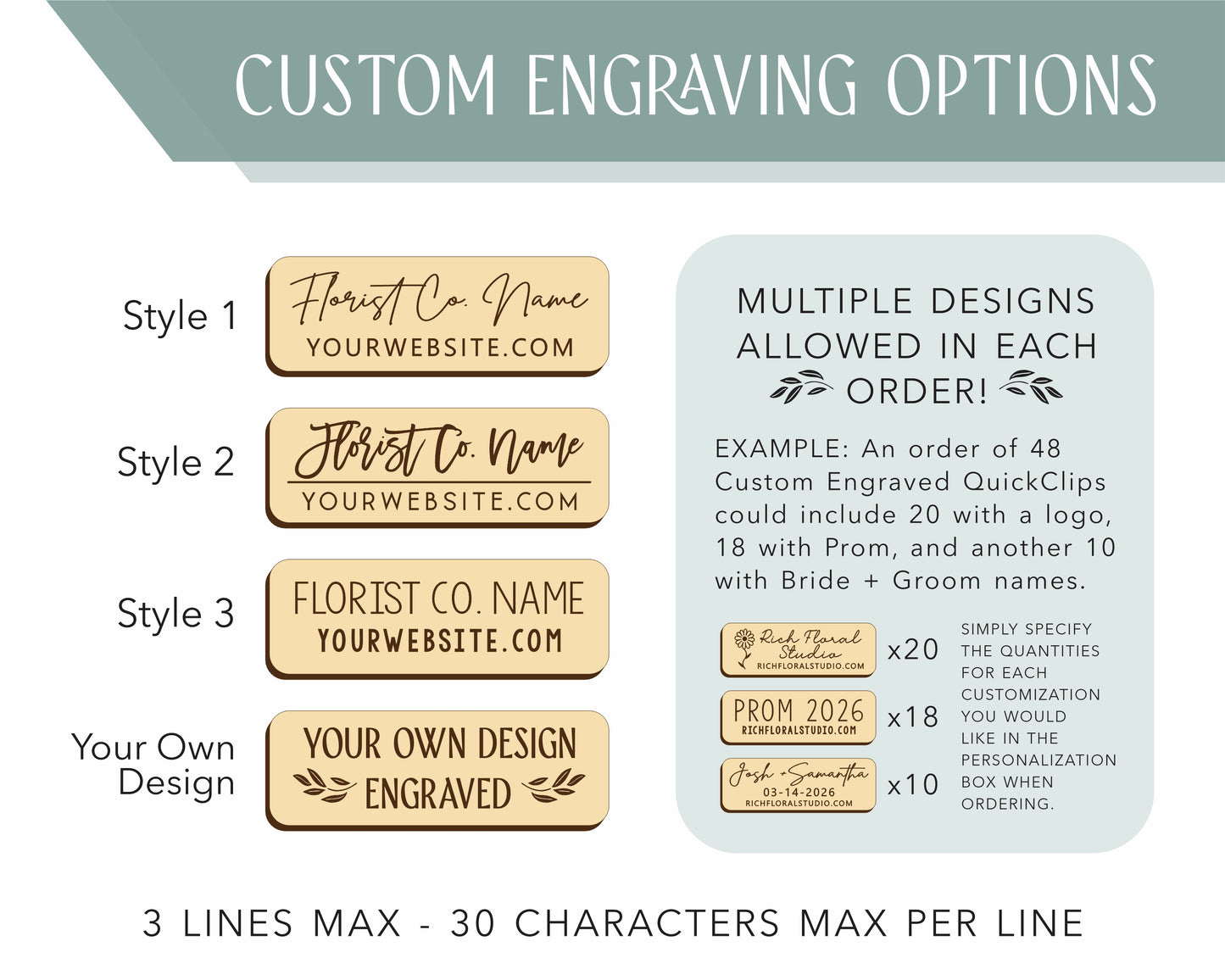 Custom Engraved QuickClips | *FLORIST DISCOUNT*