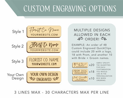 Custom Engraved QuickClips | *FLORIST DISCOUNT*